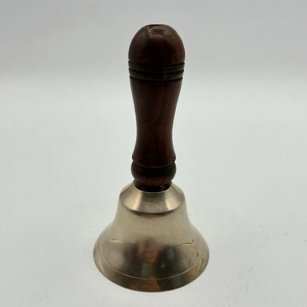 Vintage Brass Bell Wood Handle School Bell
